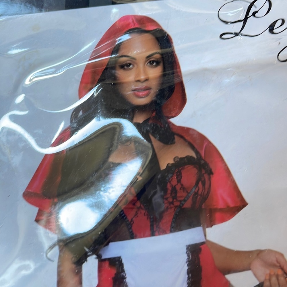 3 piece red riding hood costume size medium wore once  at bar great costume